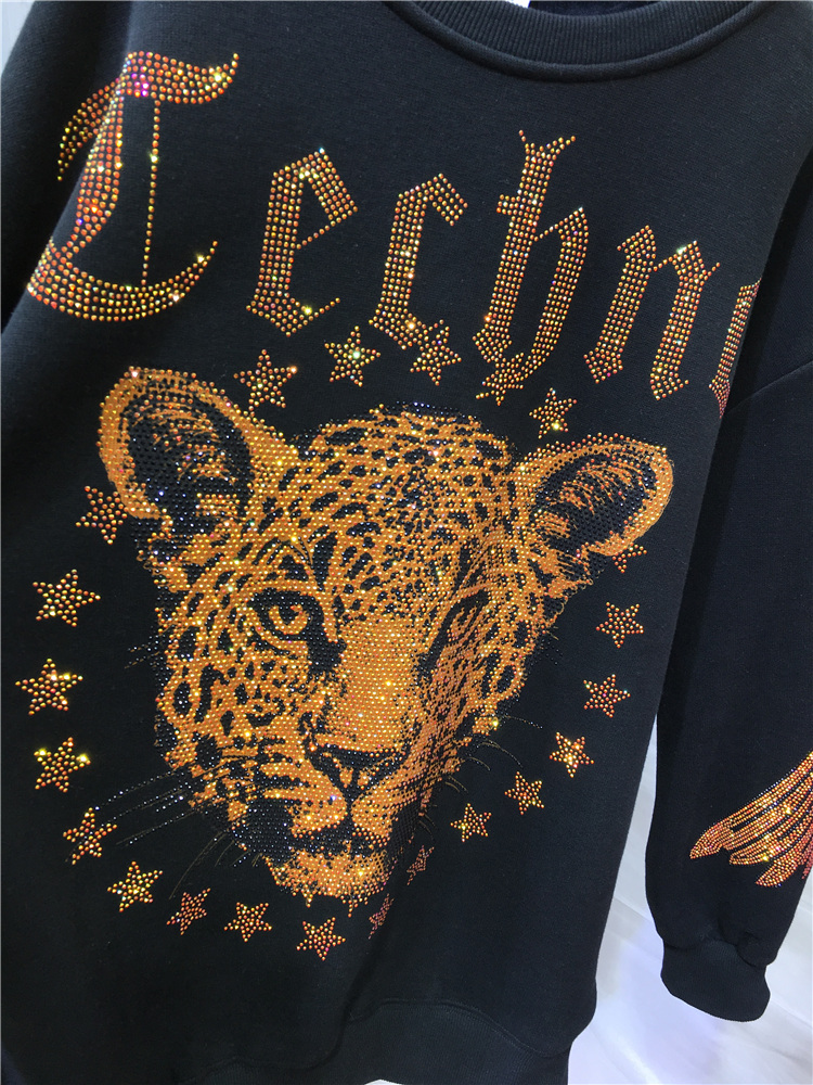 Leopard Rhinestones L-4XL Plus - Streetwear Clothing Brand 评论和价格